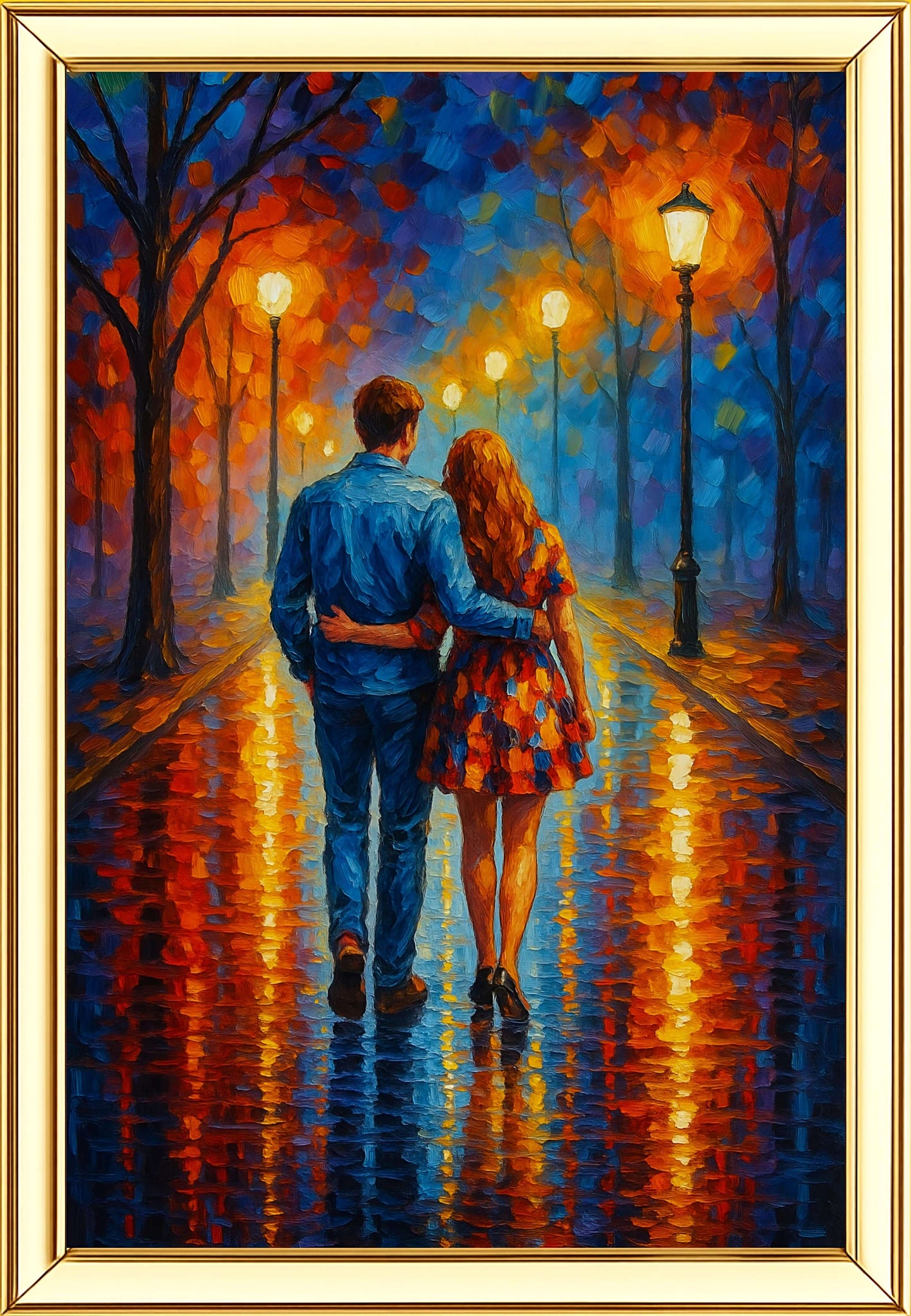 Romantic Couple Digital Oil Painting | Ideal for Gifting | Size 14x20 Inch