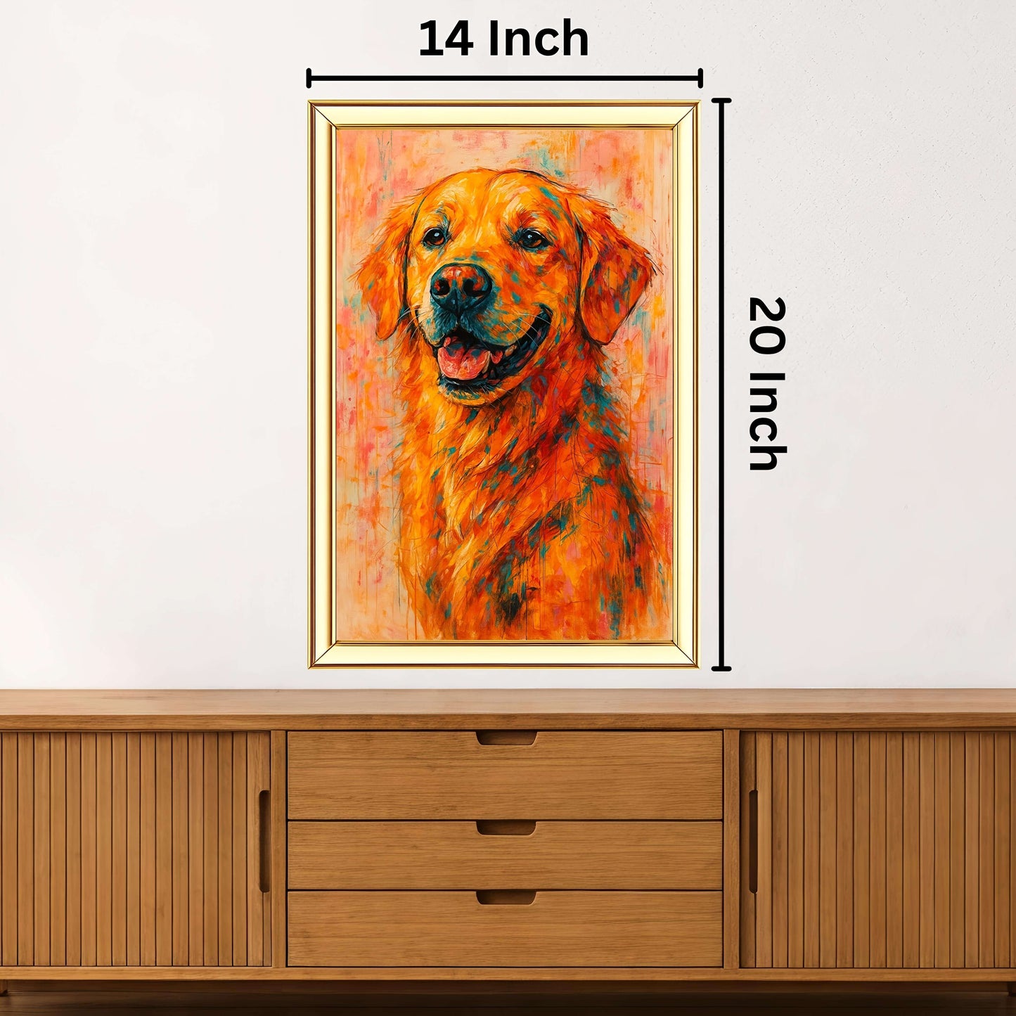 Golden Retriever Dog Digital Painting | Ideal for Gifting | Size 14x20 Inch
