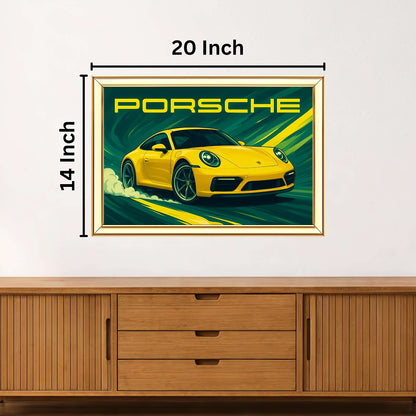 Porsche Digital Painting | Ideal for Gifting | Size 14x20 Inch