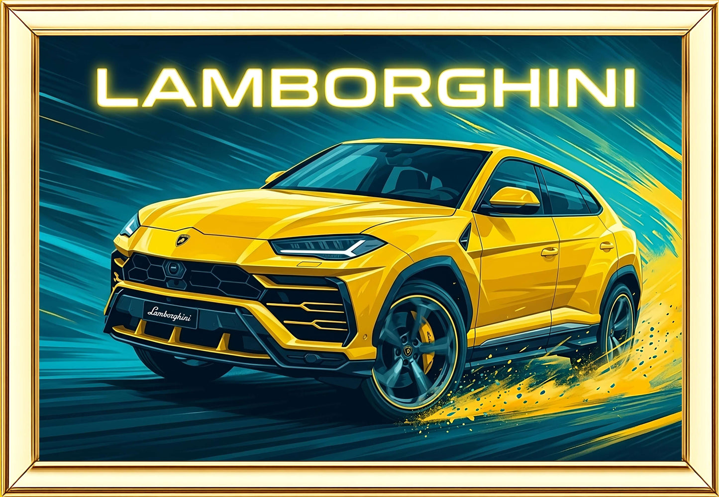 Lamborghini Digital Painting | Ideal for Gifting | Size 14x20 Inch