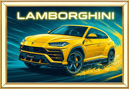 Lamborghini Digital Painting | Ideal for Gifting | Size 14x20 Inch