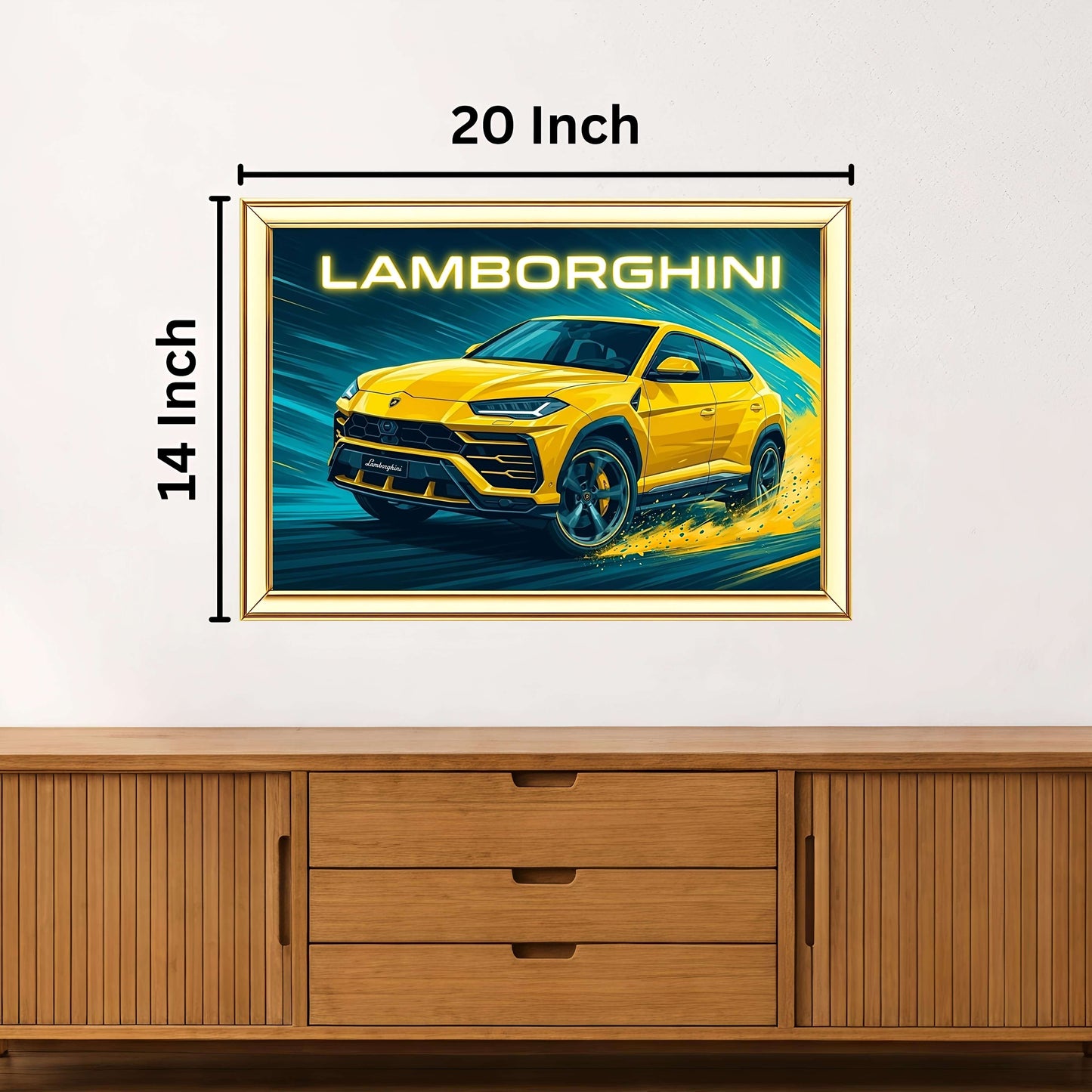 Lamborghini Digital Painting | Ideal for Gifting | Size 14x20 Inch