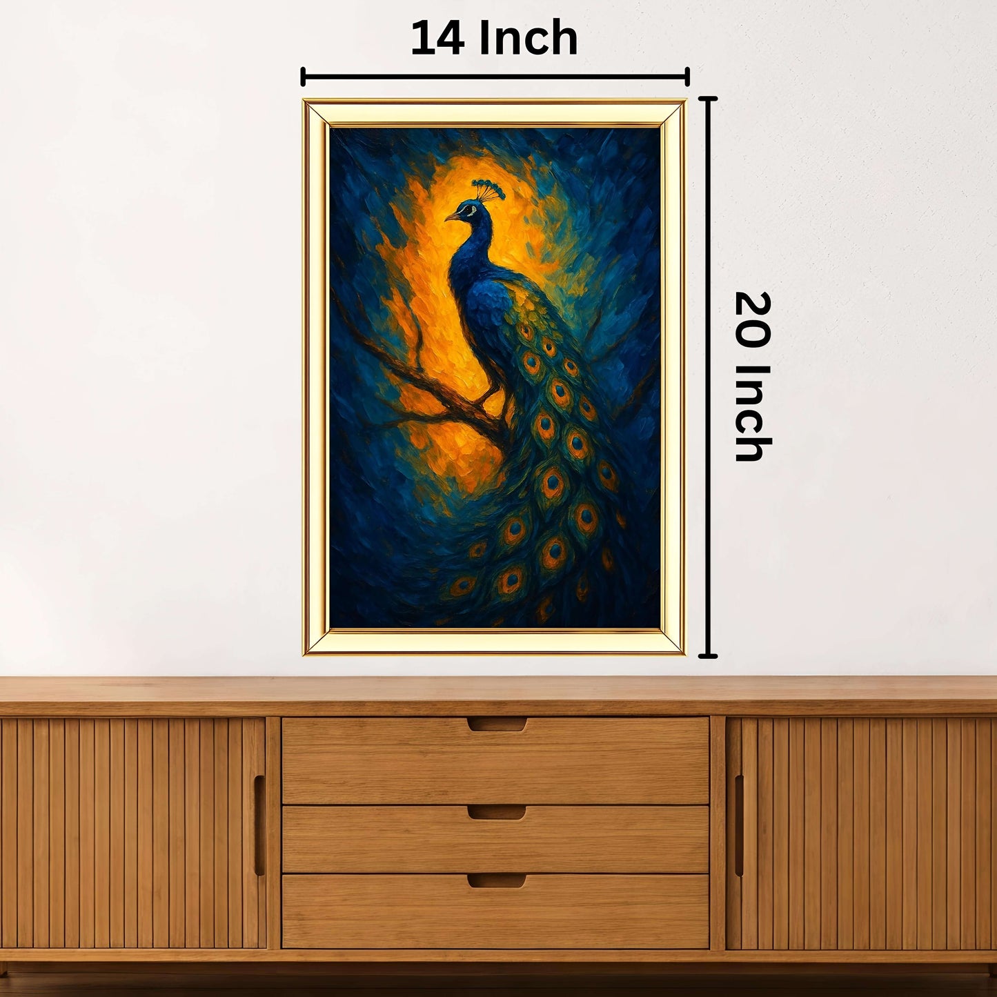 Vibrant Peacock Painting | Ideal for Gifting | Size 14x20 Inch