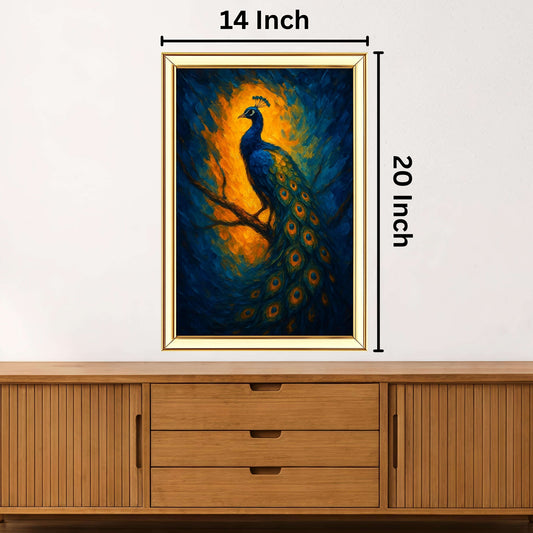 Vibrant Peacock Painting | Ideal for Gifting | Size 14x20 Inch