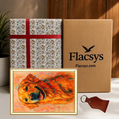 Golden Retriever Dog Digital Painting | Ideal for Gifting | Size 14x20 Inch